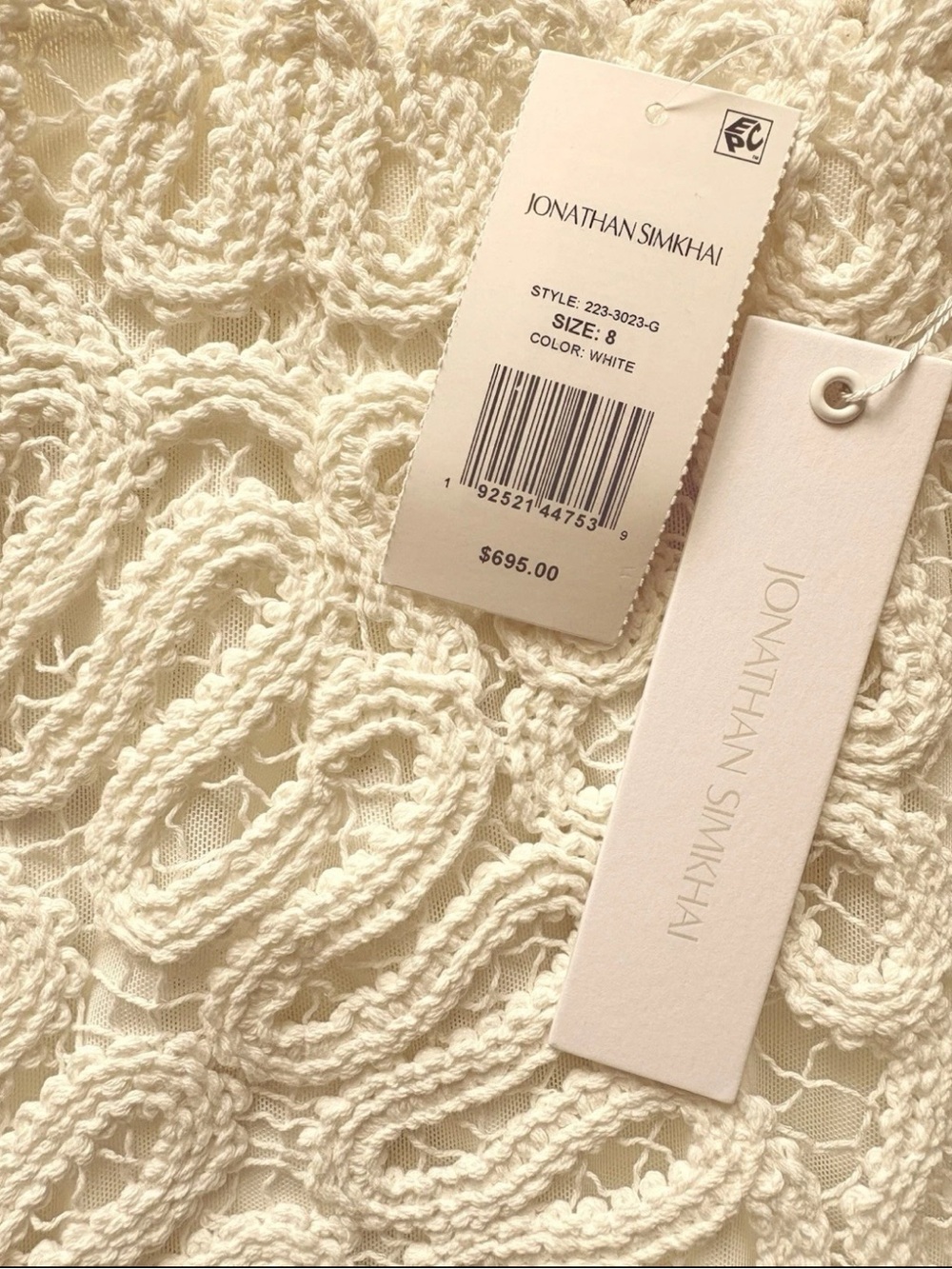NWT Jonathan Simkhai White Crochet Midi Skirt Size 8 - Picture 3 of 5